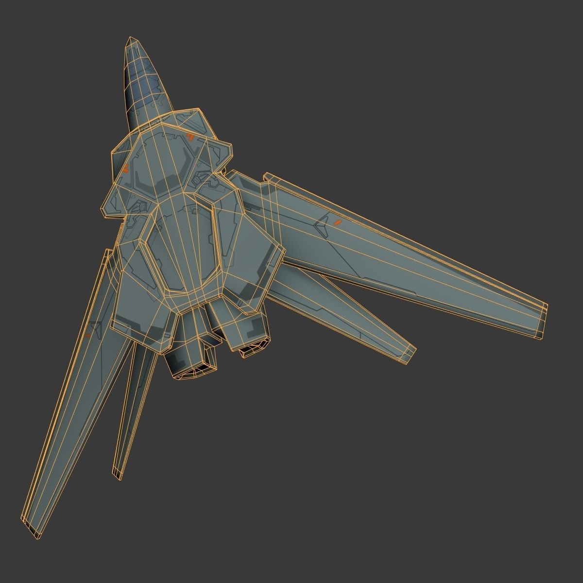 SpaceCraft fighter jet Low-poly 3D model_11
