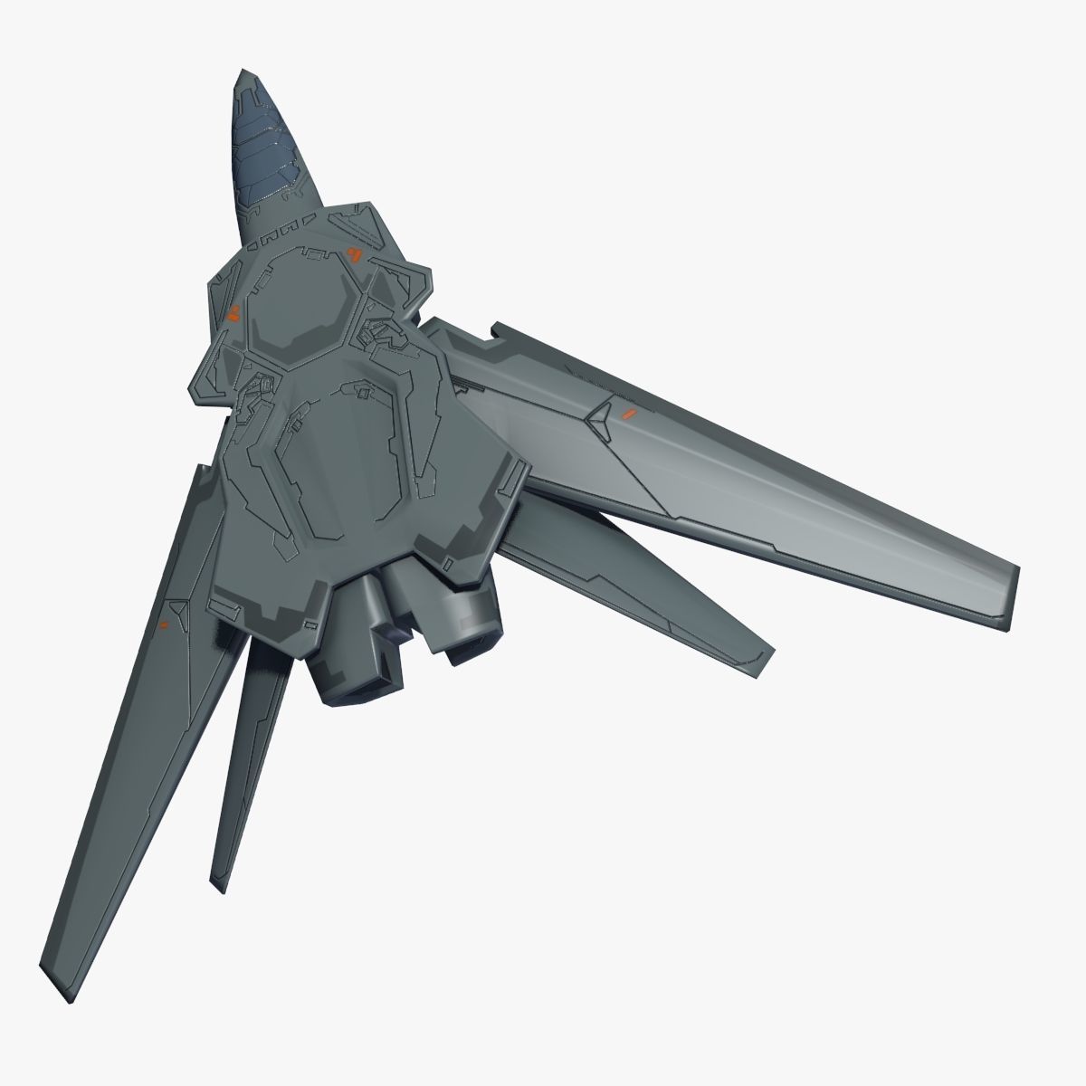 SpaceCraft fighter jet Low-poly 3D model_3