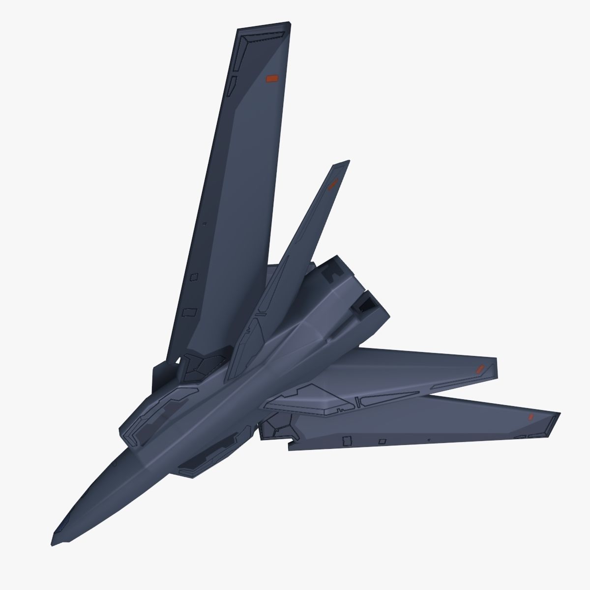 SpaceCraft fighter jet Low-poly 3D model_2