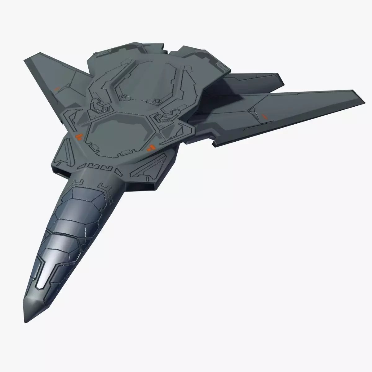 SpaceCraft fighter jet Low-poly 3D model_0