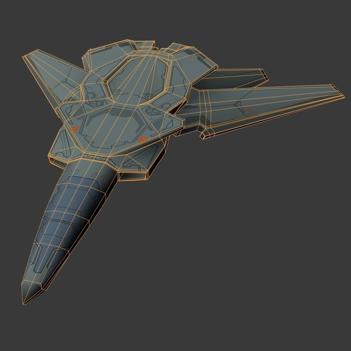 SpaceCraft fighter jet Low-poly 3D model_9