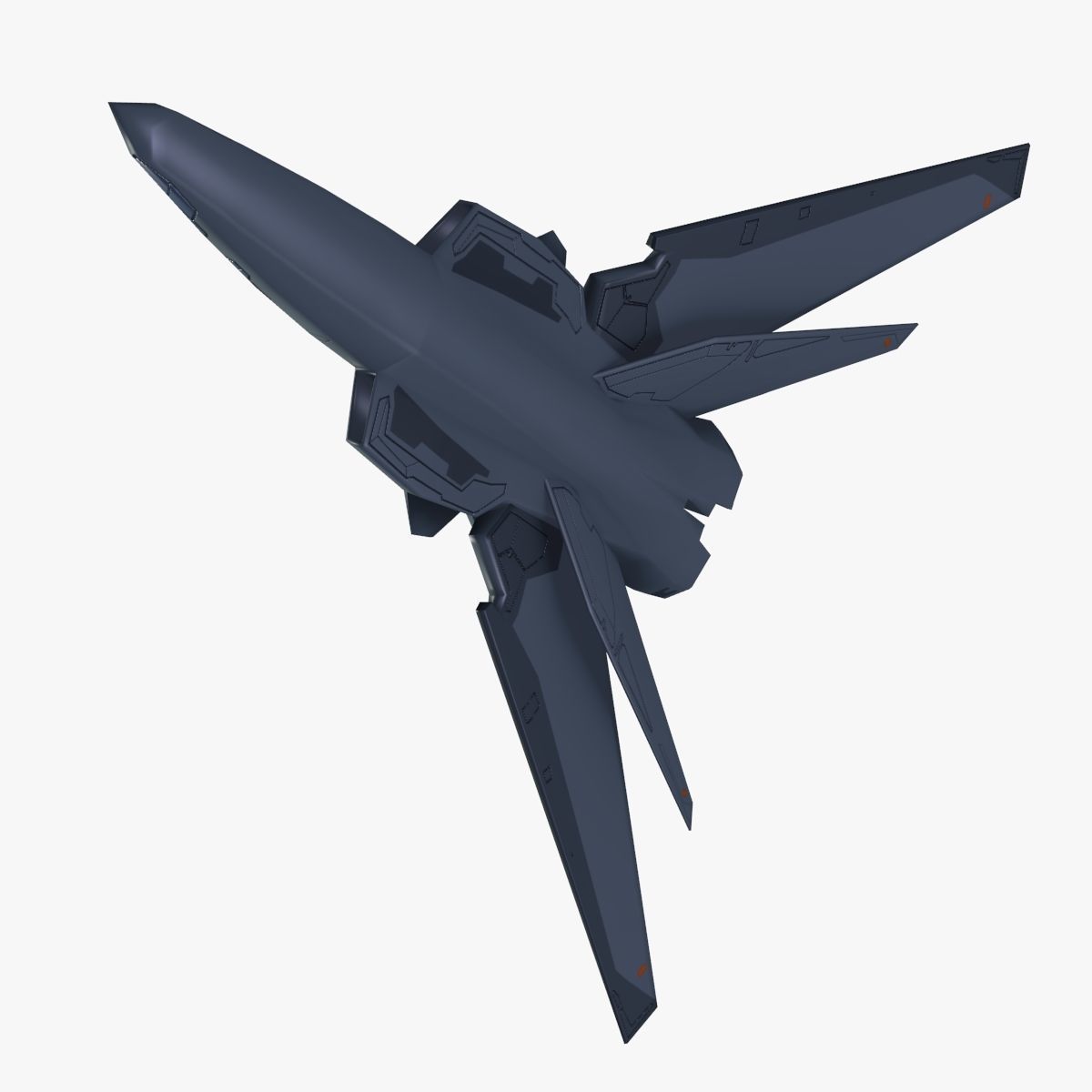 SpaceCraft fighter jet Low-poly 3D model_5