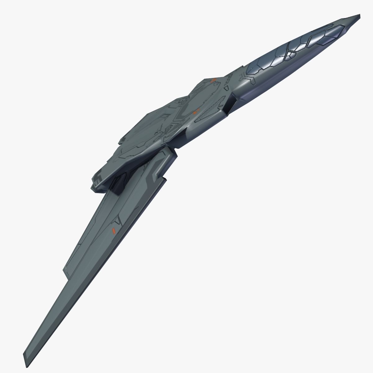 SpaceCraft fighter jet Low-poly 3D model_1