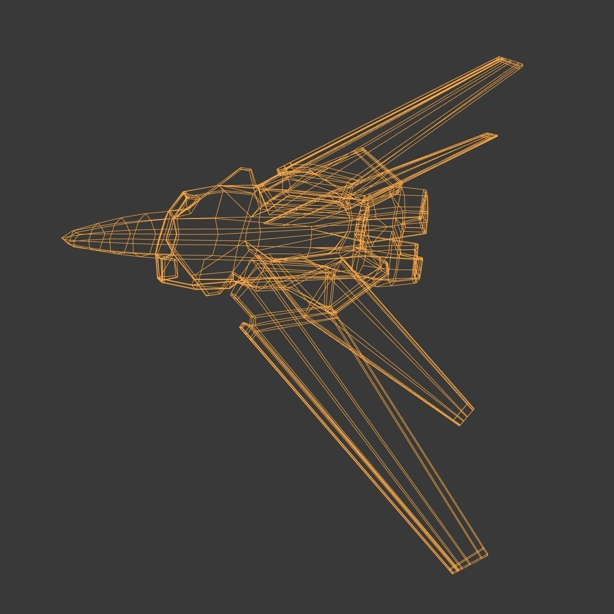 SpaceCraft fighter jet Low-poly 3D model_17