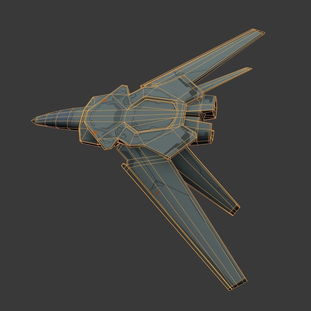 SpaceCraft fighter jet Low-poly 3D model_8