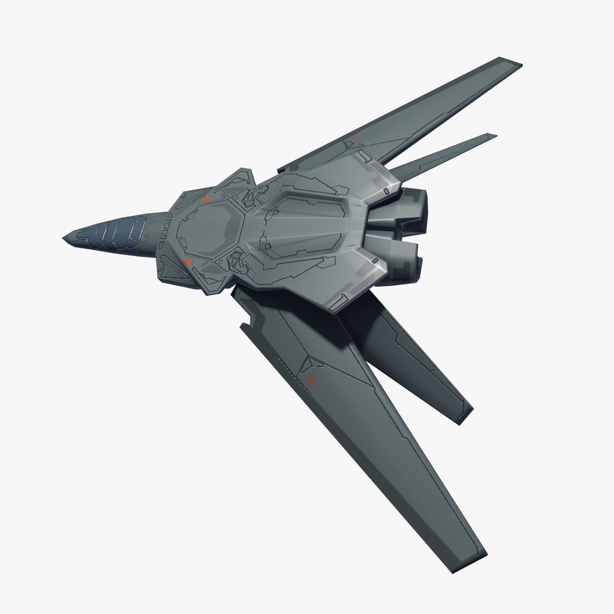 SpaceCraft fighter jet Low-poly 3D model_6