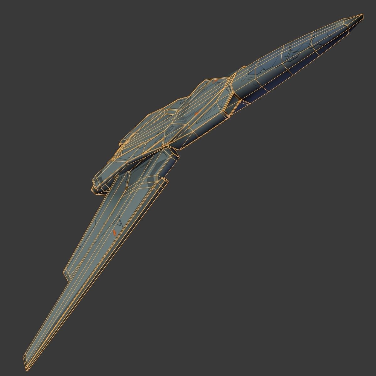 SpaceCraft fighter jet Low-poly 3D model_7