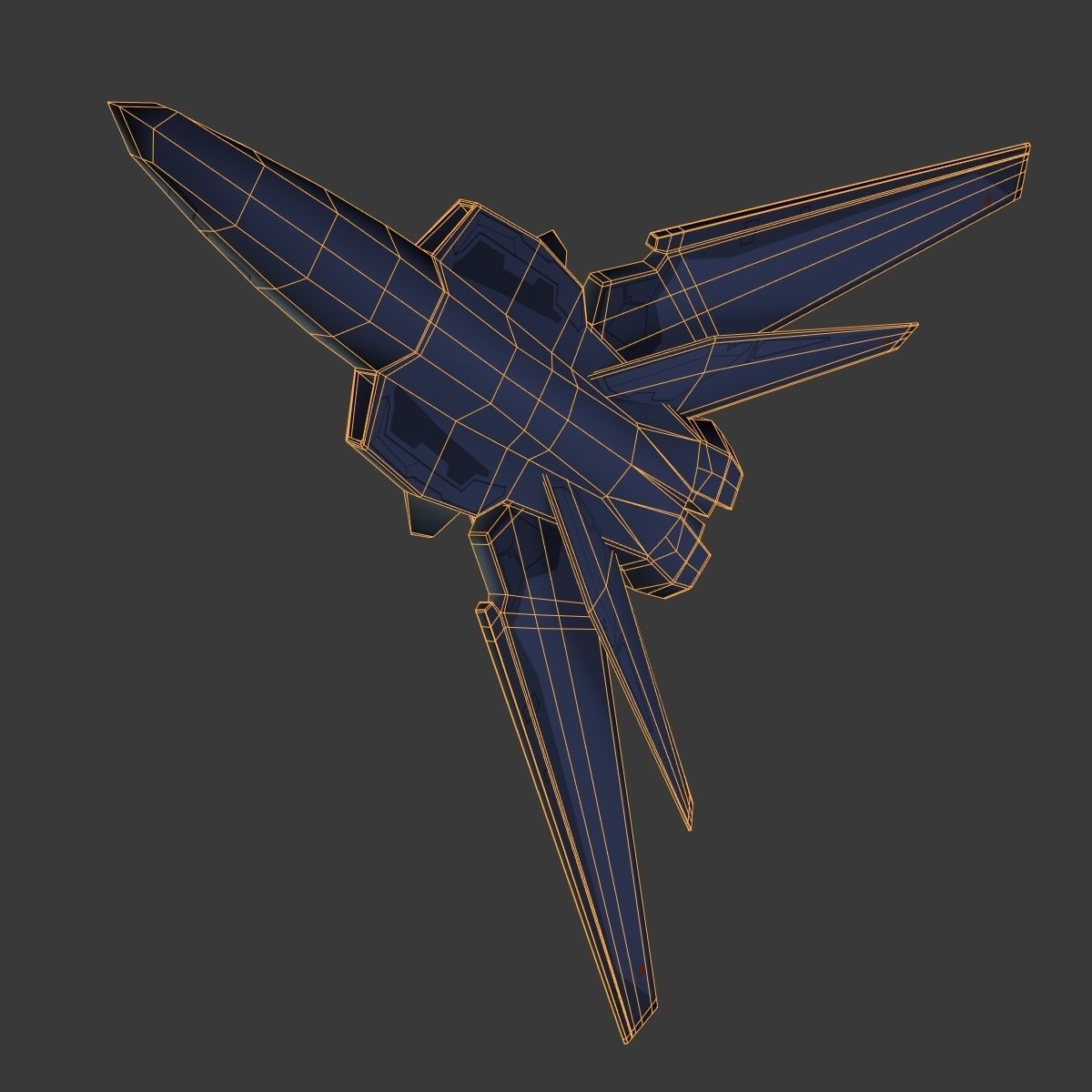 SpaceCraft fighter jet Low-poly 3D model_13