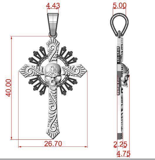Skull Cross 3D print model_11