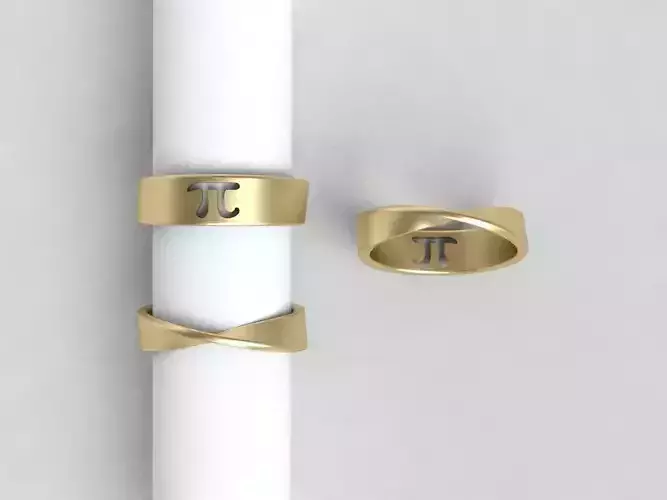 Mobius N pi wedding ring set