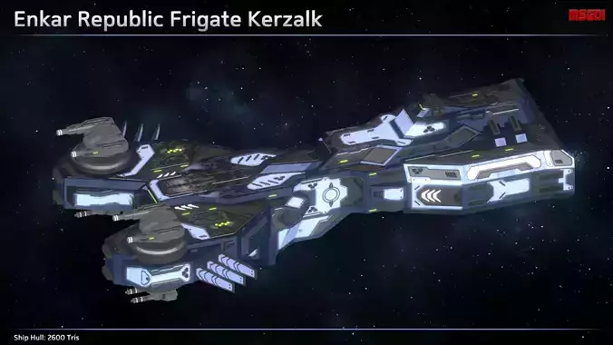 Spaceship Enkar Republic Frigate Kerzalk Low-poly 3D model