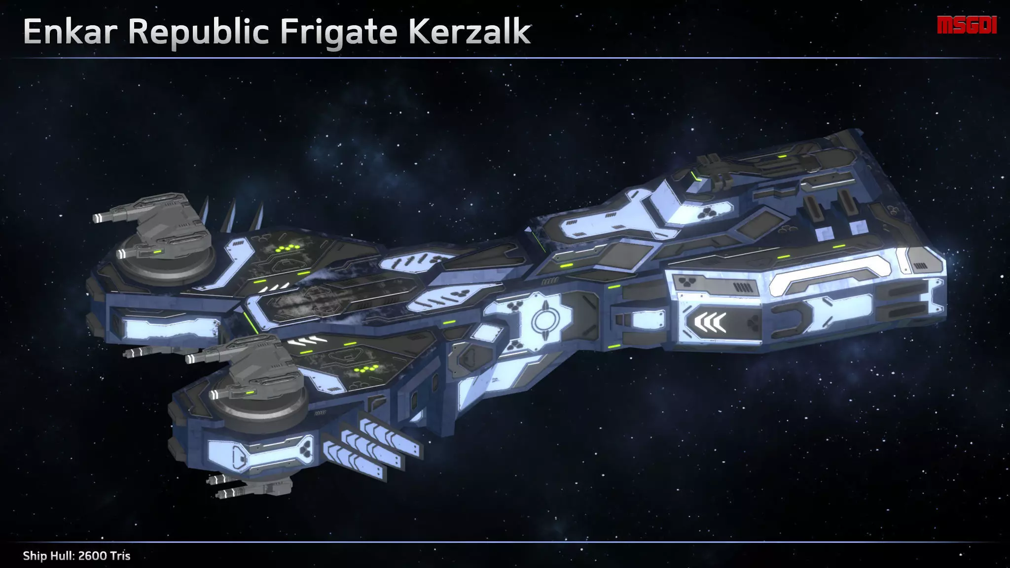 Spaceship Enkar Republic Frigate Kerzalk Low-poly 3D model_0