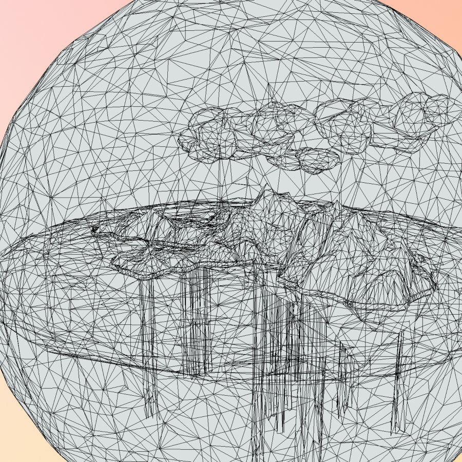 Sand Waterfall Island Mountain Low Polygon Art Low-poly 3D model_15