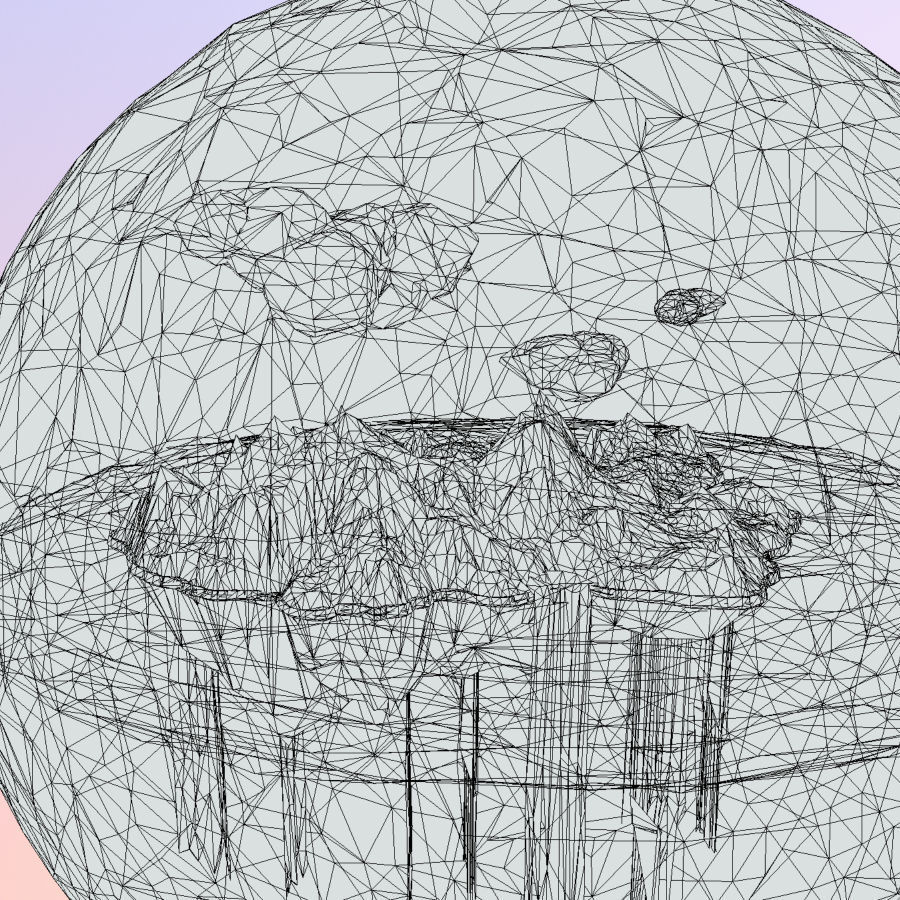 Sand Waterfall Island Mountain Low Polygon Art Low-poly 3D model_14