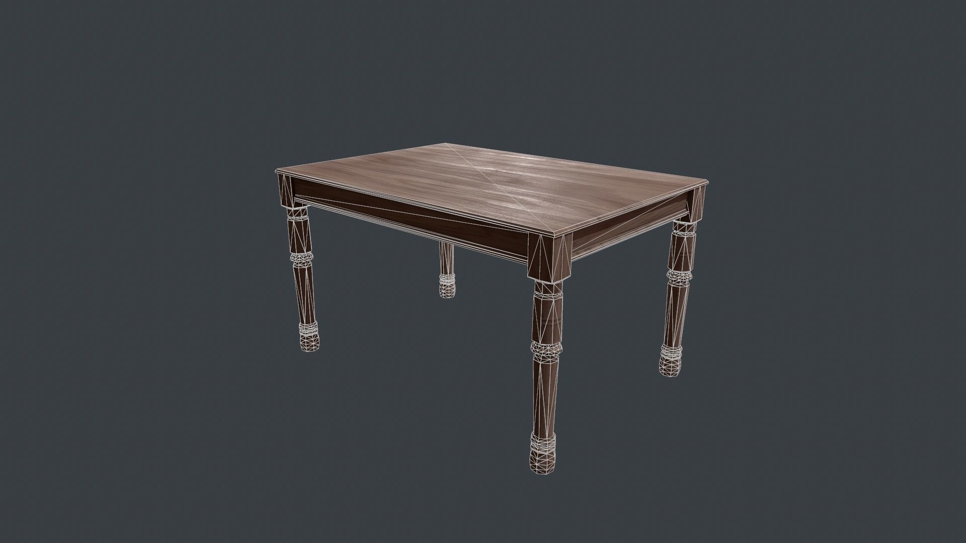 Walnut Dining Table - Wooden Table - Table - Wooden - Wood Desk Low-poly 3D model_9