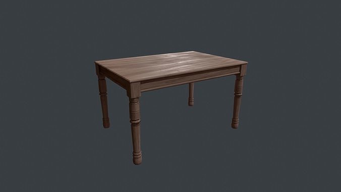 Walnut Dining Table - Wooden Table - Table - Wooden - Wood Desk Low-poly 3D model
