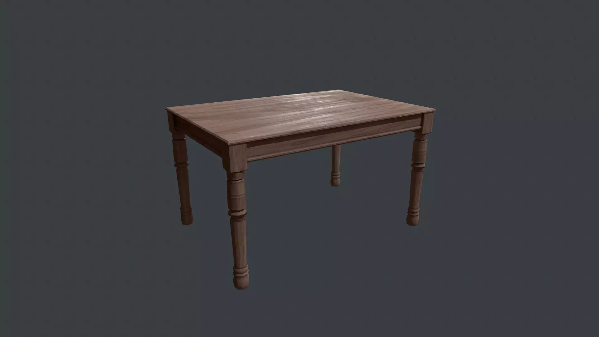 Walnut Dining Table - Wooden Table - Table - Wooden - Wood Desk Low-poly 3D model_0
