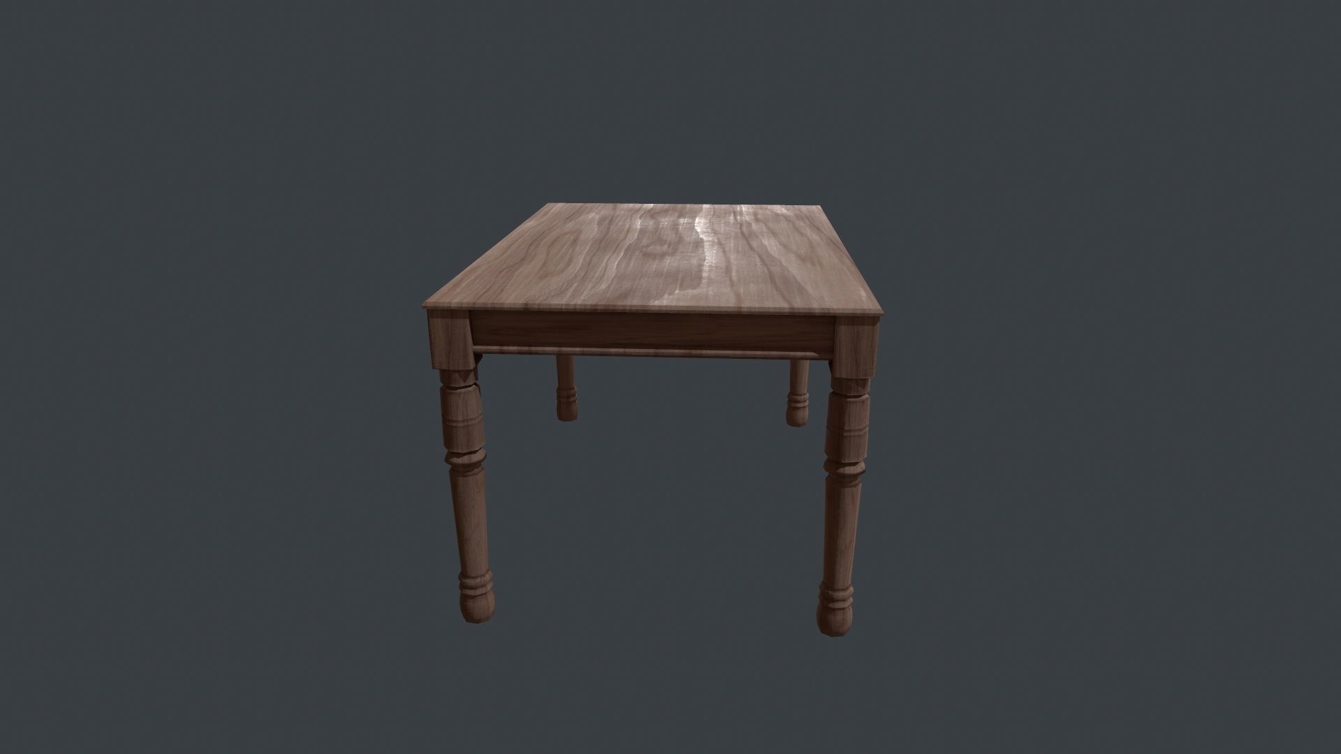 Walnut Dining Table - Wooden Table - Table - Wooden - Wood Desk Low-poly 3D model_6