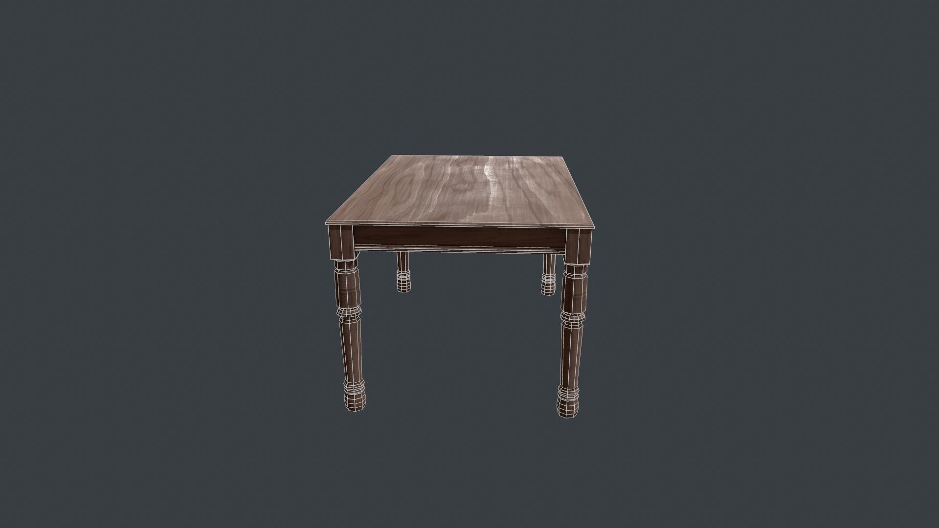 Walnut Dining Table - Wooden Table - Table - Wooden - Wood Desk Low-poly 3D model_5
