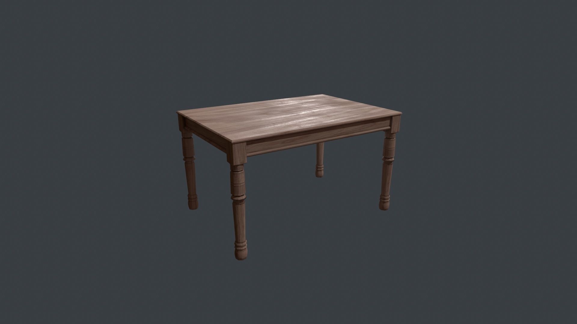 Walnut Dining Table - Wooden Table - Table - Wooden - Wood Desk Low-poly 3D model_1