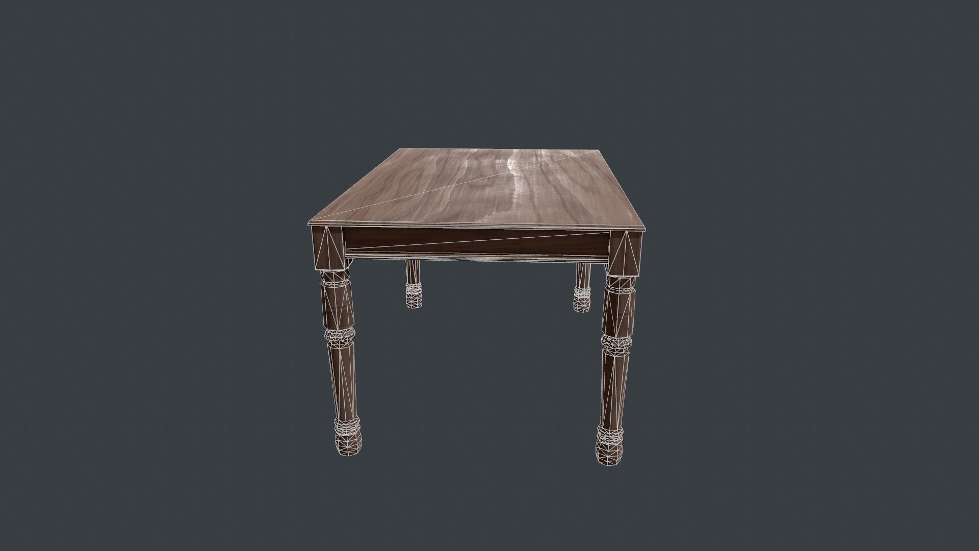 Walnut Dining Table - Wooden Table - Table - Wooden - Wood Desk Low-poly 3D model_8