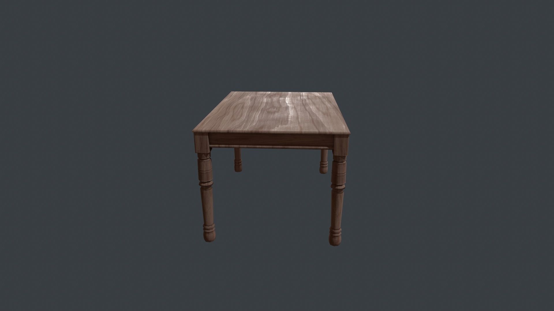 Walnut Dining Table - Wooden Table - Table - Wooden - Wood Desk Low-poly 3D model_7