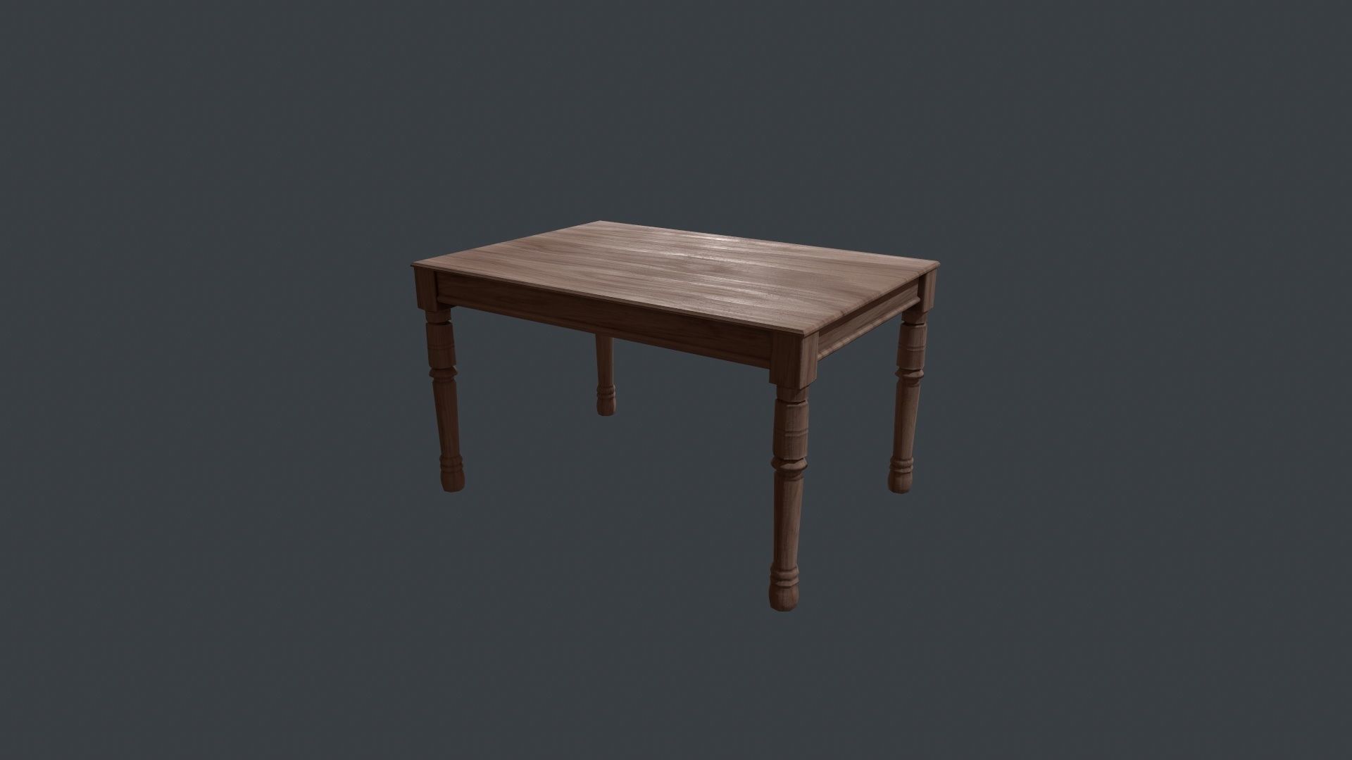 Walnut Dining Table - Wooden Table - Table - Wooden - Wood Desk Low-poly 3D model_2
