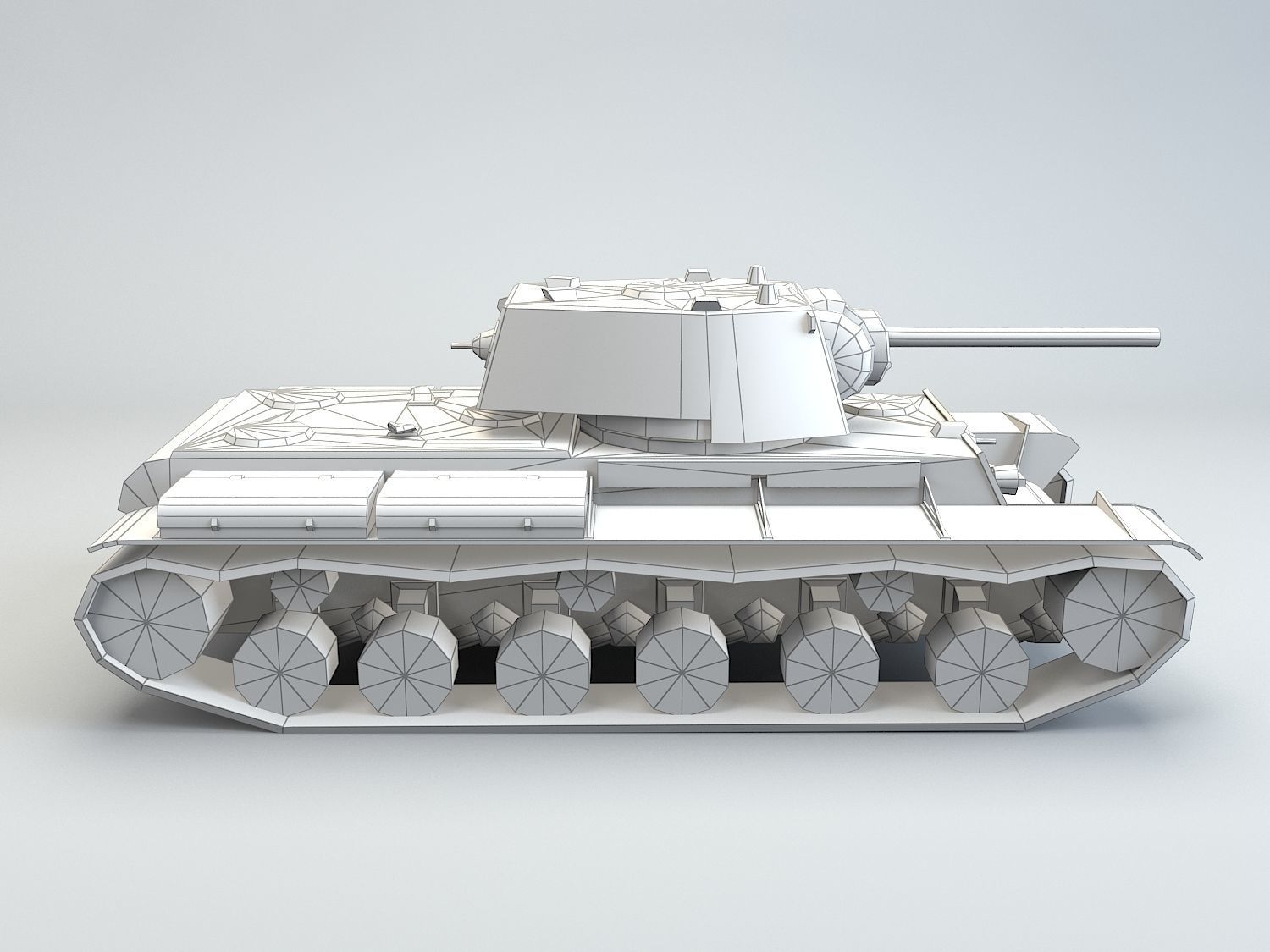 Low Poly KV -1 heavy tank Low-poly 3D model_10