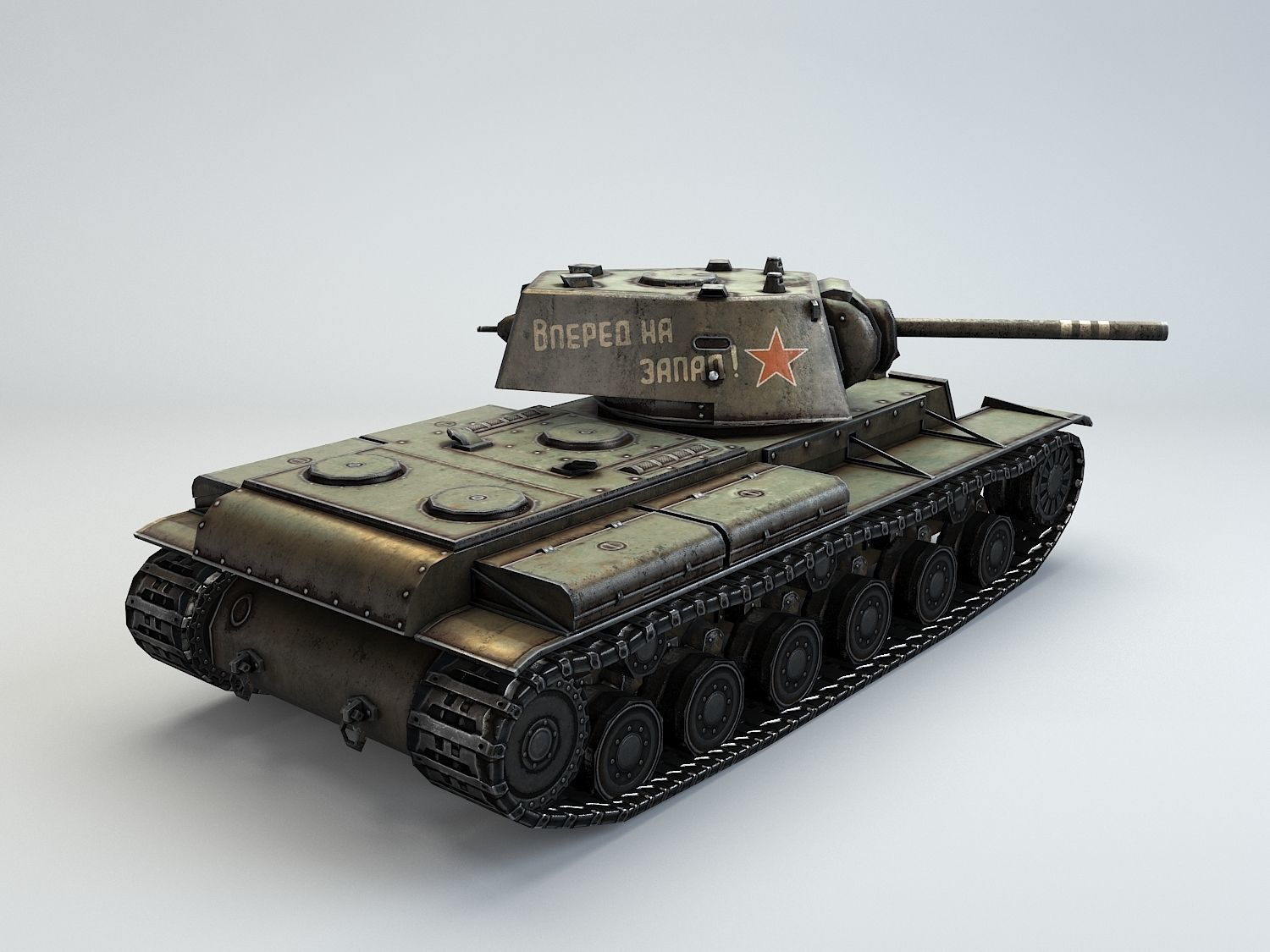 Low Poly KV -1 heavy tank Low-poly 3D model_1
