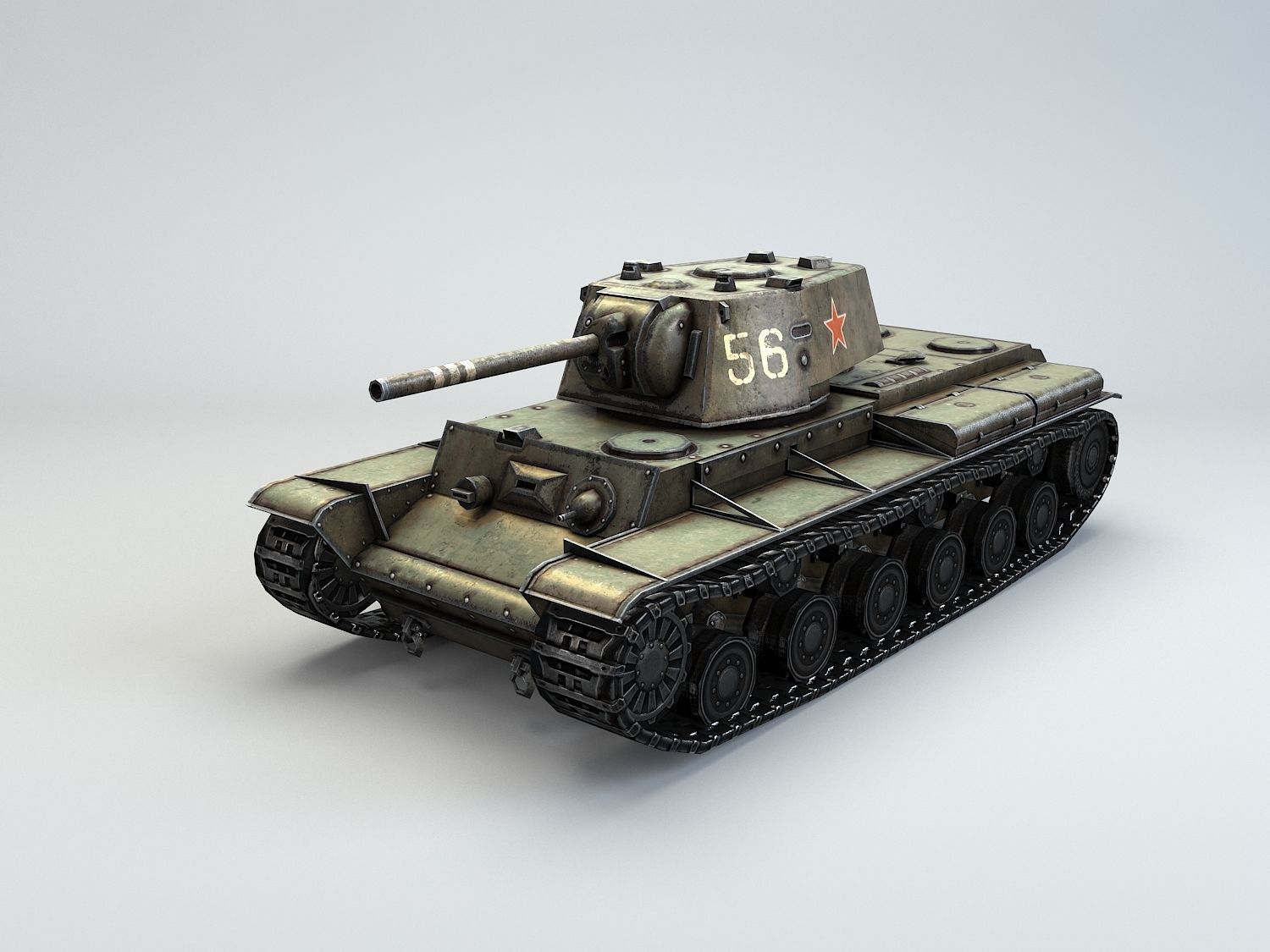 Low Poly KV -1 heavy tank Low-poly 3D model_4