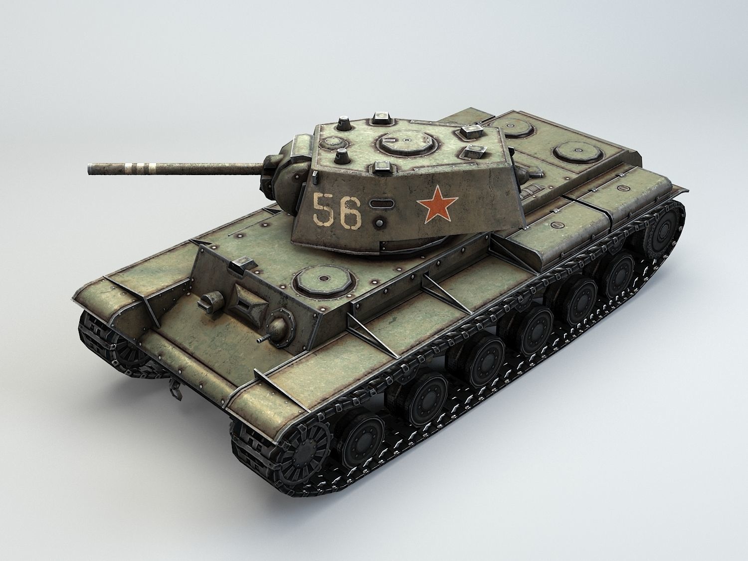Low Poly KV -1 heavy tank Low-poly 3D model_2