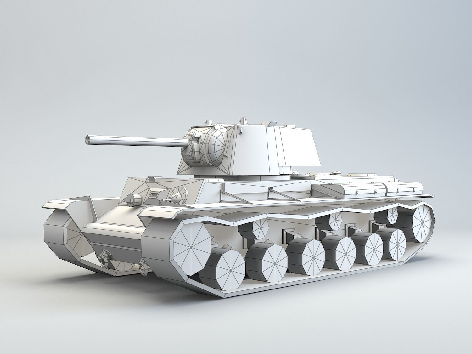 Low Poly KV -1 heavy tank Low-poly 3D model_3