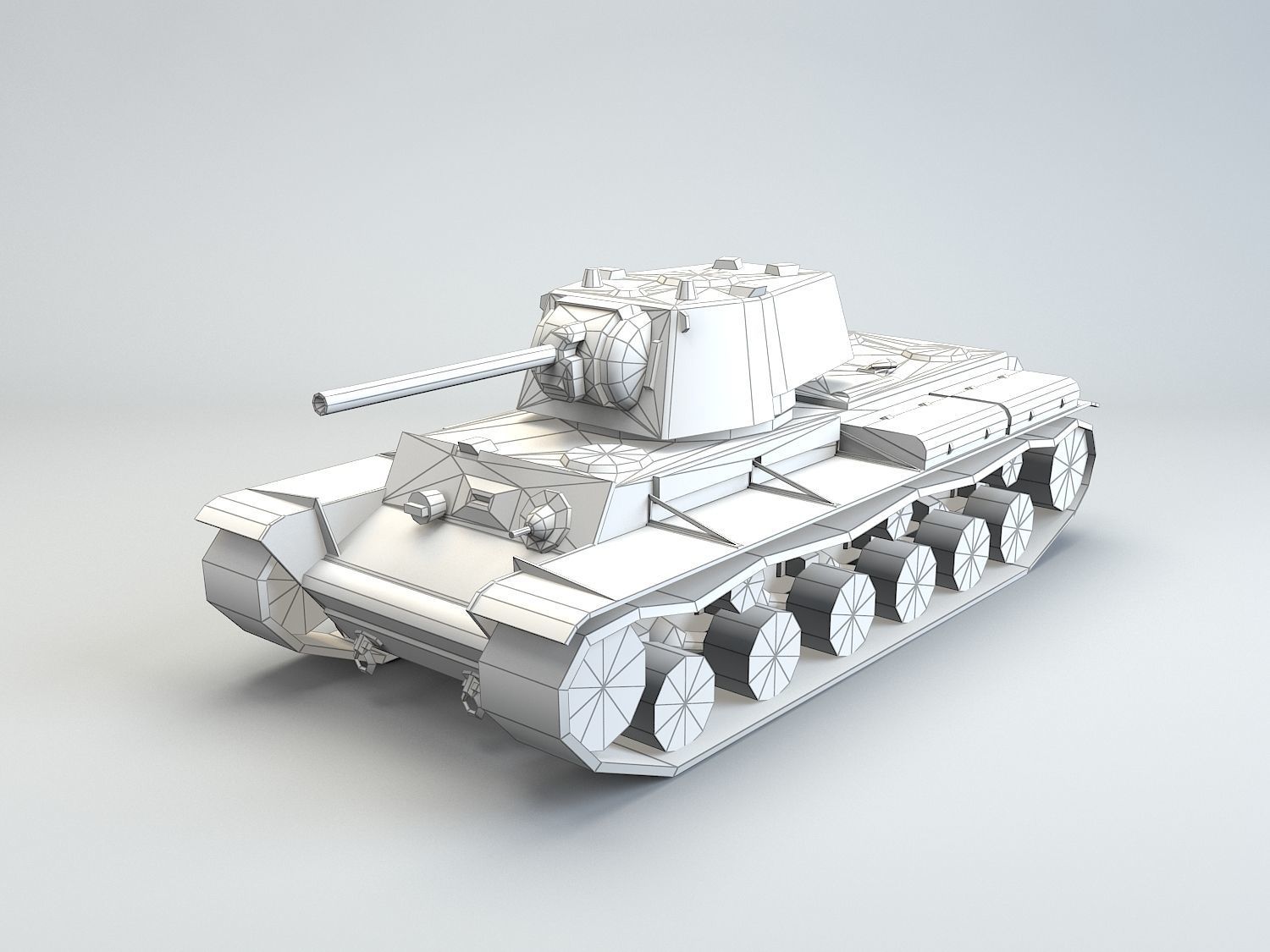 Low Poly KV -1 heavy tank Low-poly 3D model_5
