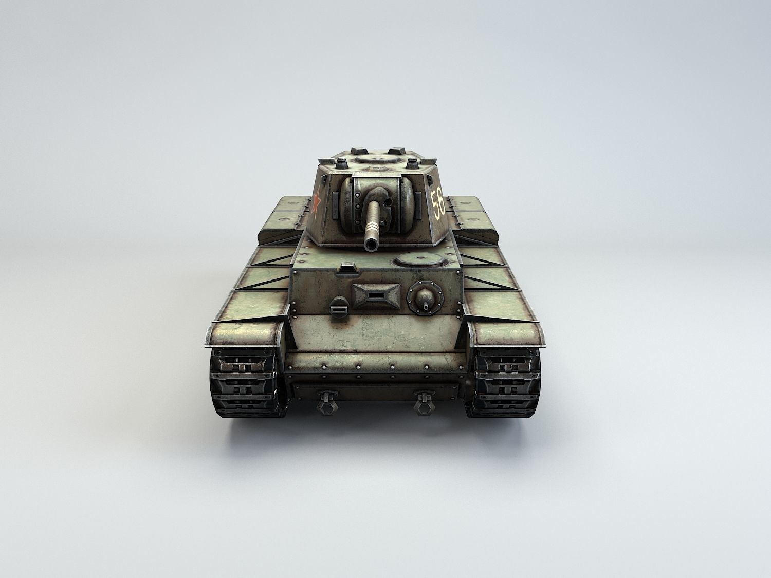 Low Poly KV -1 heavy tank Low-poly 3D model_6