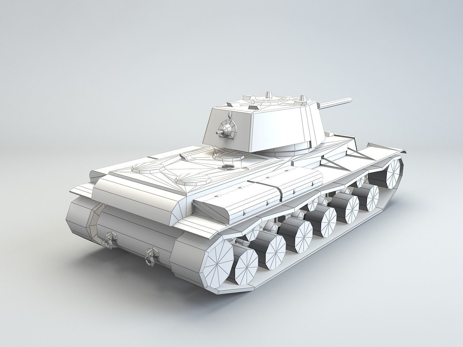 Low Poly KV -1 heavy tank Low-poly 3D model_8