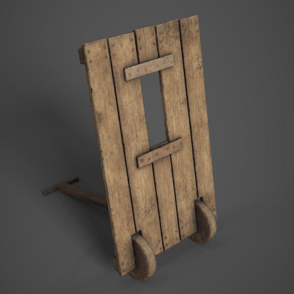 Medieval Mantlet Low-poly 3D model_4
