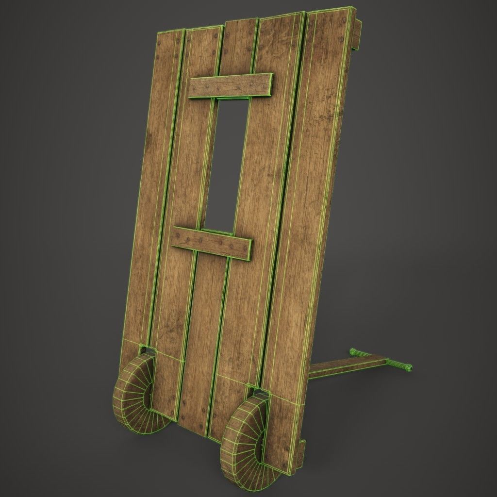 Medieval Mantlet Low-poly 3D model_7