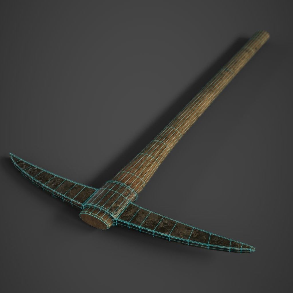 Wooden Pickaxe Low-poly 3D model_7