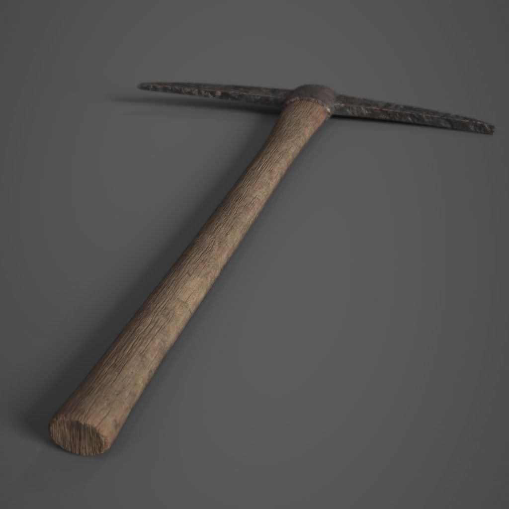 Wooden Pickaxe Low-poly 3D model_5