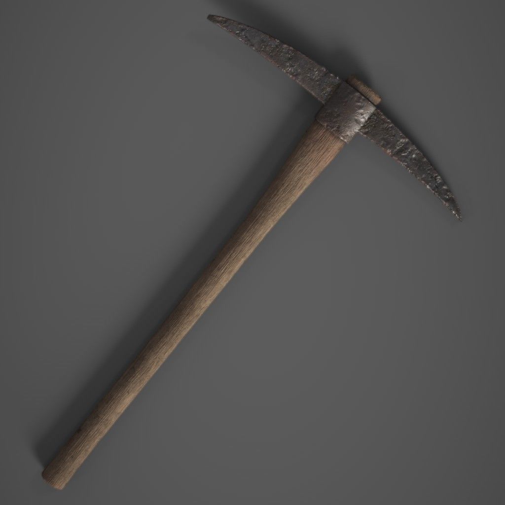Wooden Pickaxe Low-poly 3D model_4
