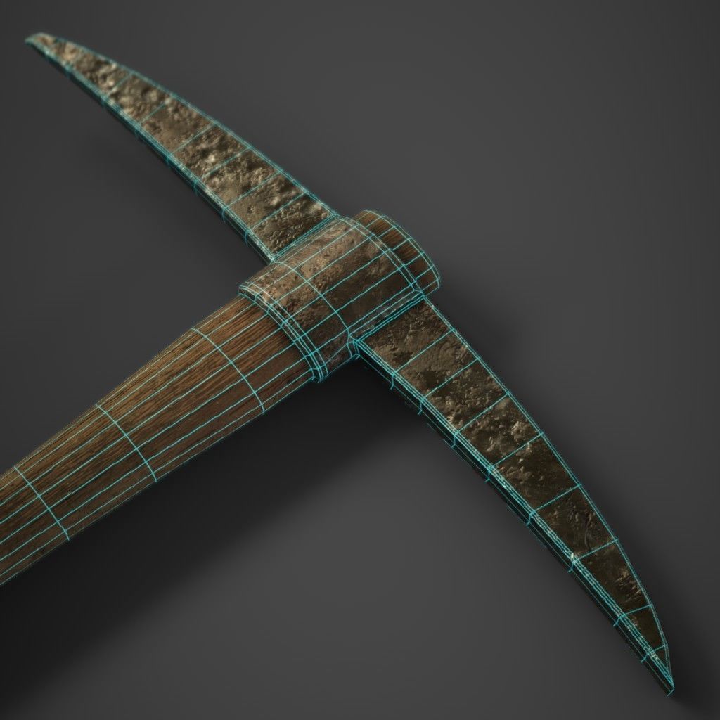 Wooden Pickaxe Low-poly 3D model_8