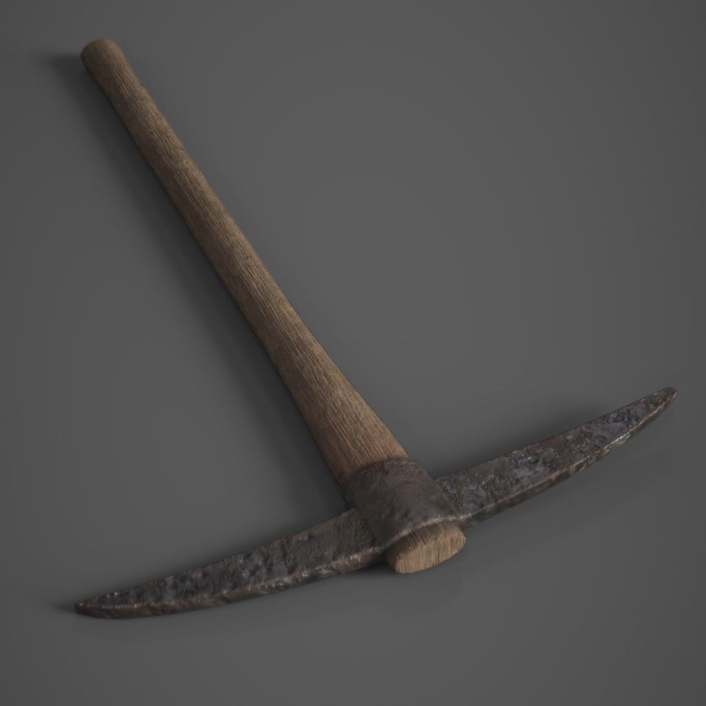 Wooden Pickaxe Low-poly 3D model_3