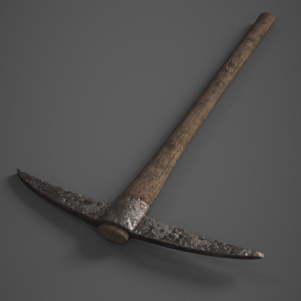 Wooden Pickaxe Low-poly 3D model_2