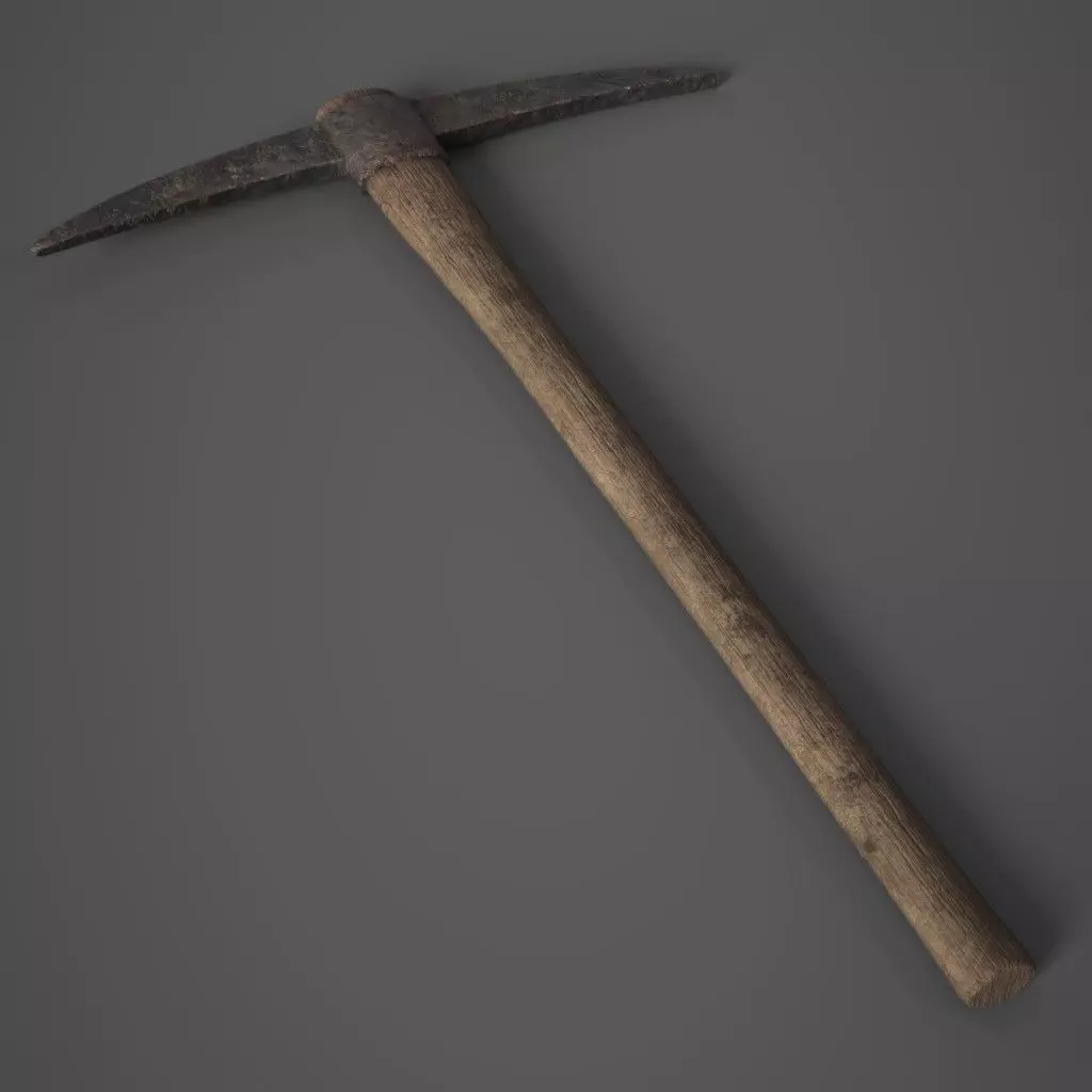Wooden Pickaxe Low-poly 3D model_0