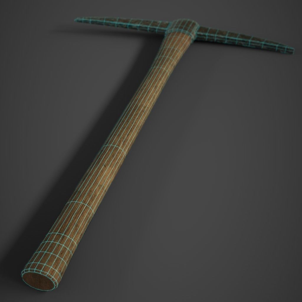 Wooden Pickaxe Low-poly 3D model_9