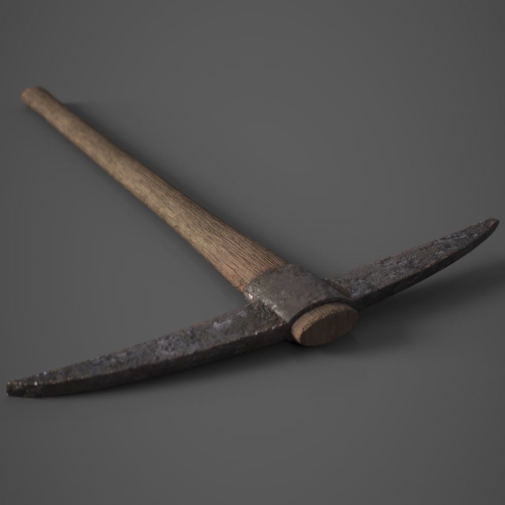 Wooden Pickaxe Low-poly 3D model_6