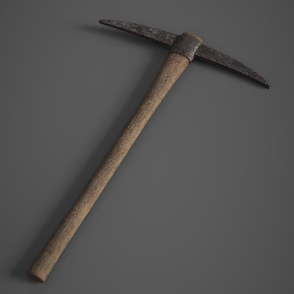 Wooden Pickaxe Low-poly 3D model_1
