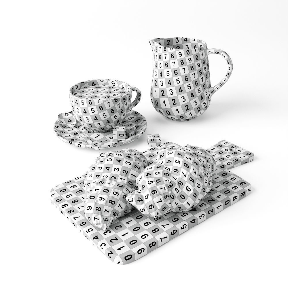 Decor Set Chocolate Croissant 3D model_9