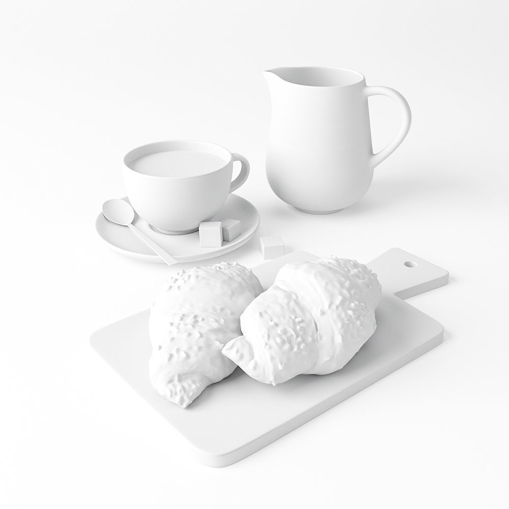 Decor Set Chocolate Croissant 3D model_8
