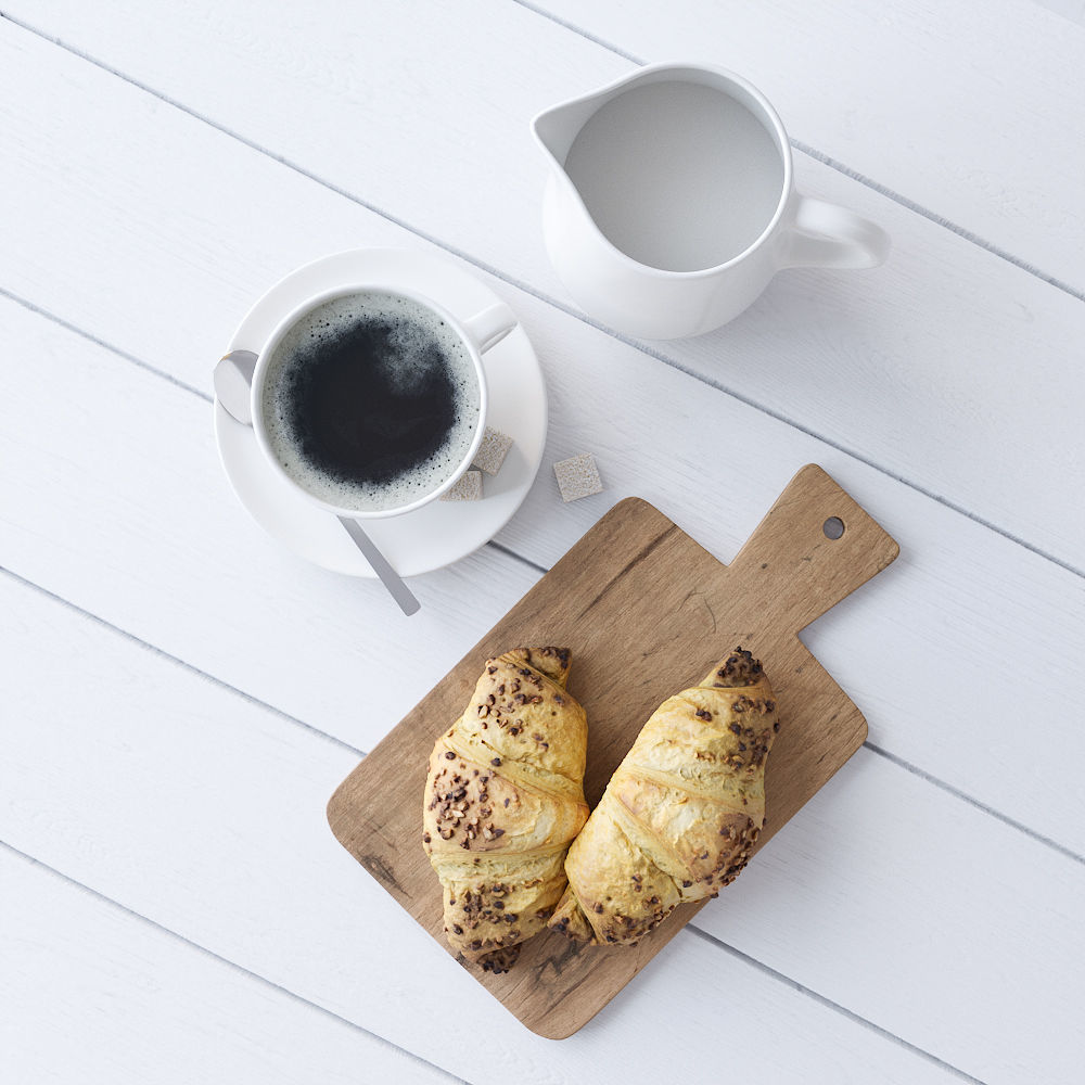 Decor Set Chocolate Croissant 3D model_3